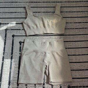 Ribbed Beige Two-Piece Set